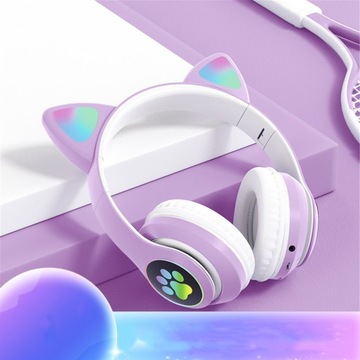 БЕСПРОВОДНЫЕ НАУШНИКИ ДЕТСКИЕ КОШАЧЬИ УШИ RGB