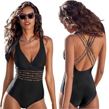 WYSZCZUPLAJĄCY KOSTIUM KĄPIELOWY JEDNOCZĘŚCIOWY STRÓJ MONOKINI PLECY XL