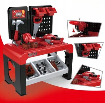 Wielki WARSZTAT MAŁEGO MAJSTERKOWICZA + NARZĘDZIA dla DZIECI 45 elementów