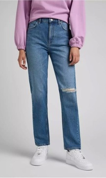 Lee CAROL STRAIGHT MidTrashed MOM JEANS W27 L35