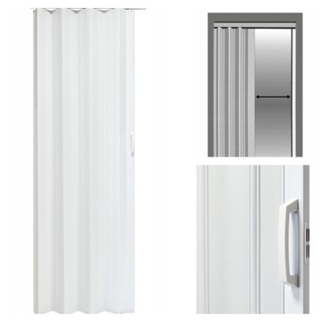 DRZWI PRZESUWNE HARMONIJKOWE 90 CM WEWNĘTRZNE PCV BIAŁY MAT BIAŁE