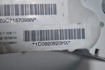 PŘÍSTROJOVÁ DESKA BUDÍK VW NEW BEETLE 1.4 1C0920820HX