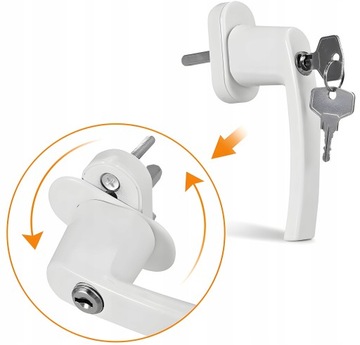 ОКОННАЯ РУЧКА С КЛЮЧОМ И ЗАМКОМ, АЛЮМИНИЕВАЯ УНИВЕРСАЛЬНАЯ