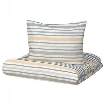 IKEA STAVMAL Pościel KOMPLET 150x200cm PASY FLANELA BAWEŁNA