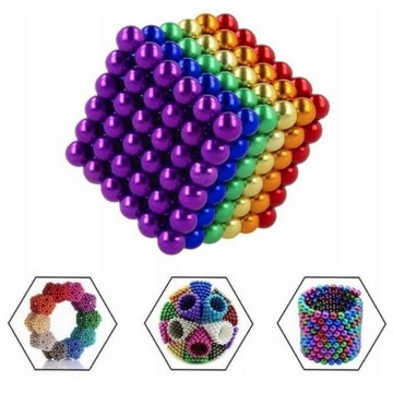 РАДУГА ЦВЕТНЫЕ МАГНИТНЫЕ ШАРИКИ NEOCUBE МАГНИТ NEOCUBE 216ШТ + КОРОБКА 3ММ