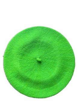 Beret z antenka damski wełniany zielony klasyczny na jesień welniany