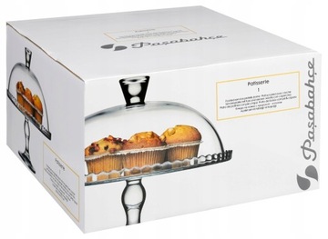 СТЕКЛЯННАЯ ТАРЕЛКА НА НОЖКЕ, абажур в комплекте, 32 см, ТОРТЫ, СЫР, ХЛЕБ, КРУГЛЫЙ