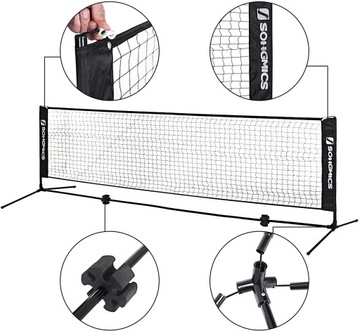 Siatka DO BADMINTONA 3m CZARNA Z REGULOWANĄ WYSOKOŚCIĄ SYQ300HV1 SONGMICS