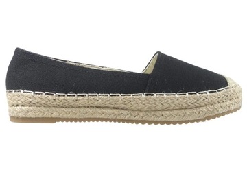 Czarne espadryle płaskie buty damskie 36