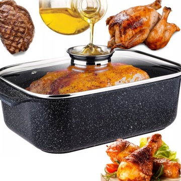 DUŻA BRYTFANNA GĘSIARKA MARMUROWA GARNEK 5,5L INDUKCJA GAZ PIEKARNIK AROMA