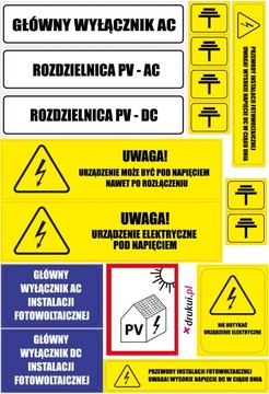 NOWE wymogi naklejki elektryczne FOTOWOLTAIKA PV