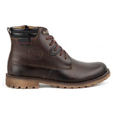 BUTY ZIMOWE OCIEPLANE SKÓRA 754 CIEMNY BRĄZ 42
