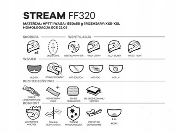 Полнолицевой мотоциклетный шлем LS2 Stream White M