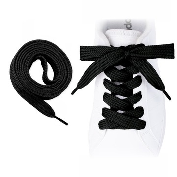 Плоские хлопковые шнурки, черные, 120 см.
