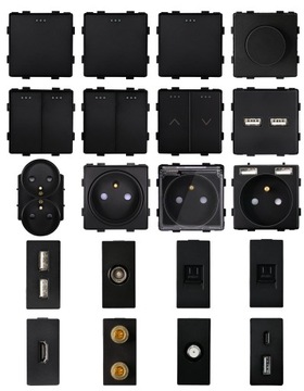 Модуль розетки Двойная розетка с черным штырем для рамок MIUUN