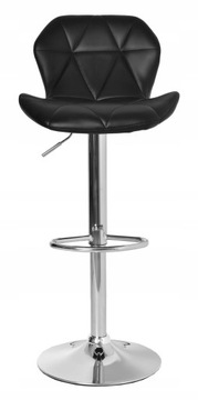 СТУЛ, СТЕГАНЫЙ, РЕГУЛИРУЕМЫЙ БАРНЫЙ СТУЛ, ПОВОРОТНЫЙ ТАБУРТ, ЧЕРНАЯ ЭКО-КОЖА