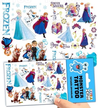 TATUAŻE ZMYWALNE TYMCZASOWE DLA DZIECI FROZEN KRAINA LODU WZORY ORYGINALNE