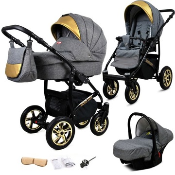 BabyLux Wózek 3w1 dziecięcy spacerówka GoldLux ALU