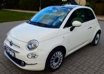 Fiat 500 II Seria 4 1.2 69KM 2017 Fiat 500 1.2 Lounge szklany dach jasny środek ładny zadbany bezwypadkowy, zdjęcie 1