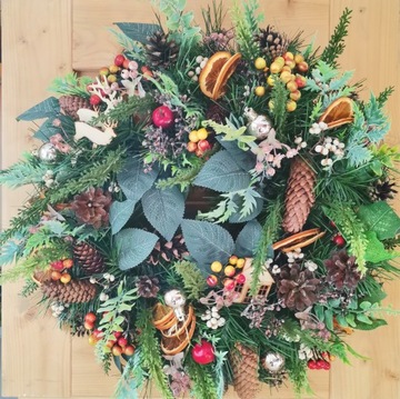 Wianek wieniec bożonarodzeniowy świąteczny 45 cm naturalny duży
