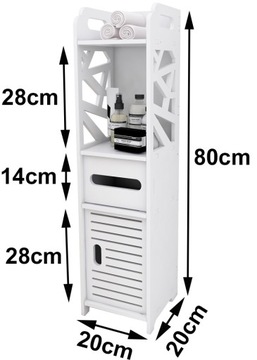 АЖУРНАЯ ПОЛКА ДЛЯ ВАННОЙ, БЕЛАЯ СТОЙКА, 80см