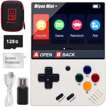PRZENOŚNA KONSOLA DO GIER MIYOO MINI PLUS PS1 Z PONAD 15000 GIER+128G TF