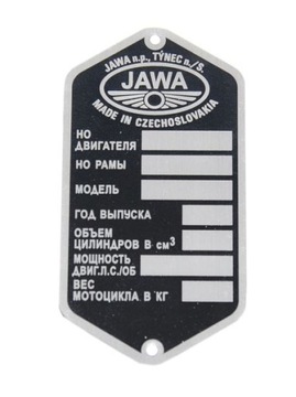 Tabliczka znamionowa Jawa 350 rosyjska