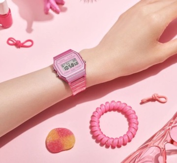 РОЗОВЫЙ КЛАССИК CASIO F-91WS-4EF ВИНТАЖ ПРОЗРАЧНЫЙ