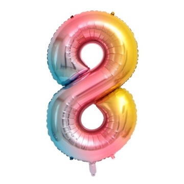 Balon Foliowy CYFRA 8 Tęczowe OMBRE - 42