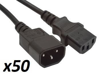 50x Kabel Przedłużacz zasilający 230V C13 C14 1,5m