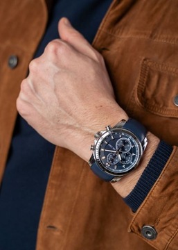 Paul Lorens- MATIAS - Męski zegarek, granatowy, skórzany + GRAWER