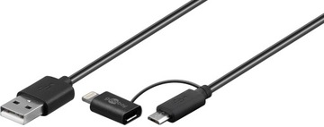 USB — microUSB + кабель Apple Lightning Goobay 1м