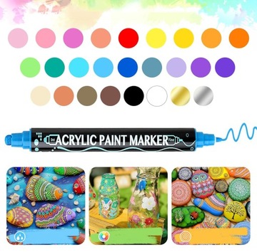 НАБОР МАРКЕТОВ С ДВУМЯ НАКОНЕЧНИКАМИ, 26 ЦВЕТОВ ДЛЯ ХОЛСТА И МЕТАЛЛА