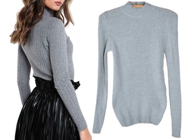 070 CIEPŁY SWETER GOLF STÓJKA PRZYLEGAJĄCY MIX