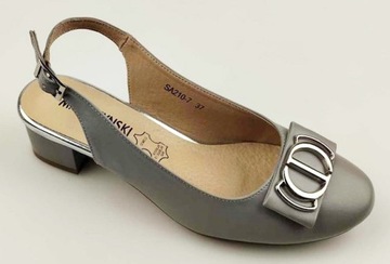 M.DASZYŃSKI Czółenka Sandały Szare SA 210-7 r.36