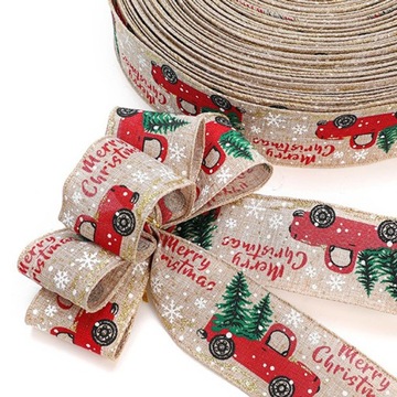 РОЖДЕСТВЕНСКАЯ ДЕКОРАТИВНАЯ ЛЕНТА, ЛЕН, НАБОР 3 шт.