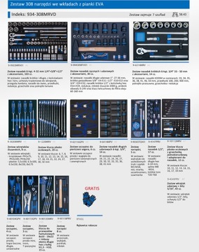 Тележка для шкафа 308 TIR Tools, вставки King Tony
