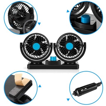 АВТОМОБИЛЬНЫЙ ВЕНТИЛЯТОР 360° ВЕНТИЛЯТОР С ДВОЙНОЙ РЕГУЛИРОВКОЙ БЕСШУМНЫЙ КОКПИТ 12В 24В
