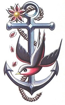 TATUAŻ żeglarski z KOTWICĄ KOTWICA Symbol M217