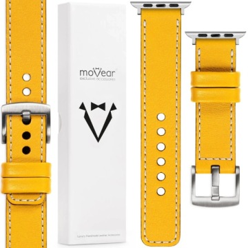 Pásek pro Apple Watch 10 9 8 7 6 5 Se 46-44 mm Kožený Premium 20 mm Movear