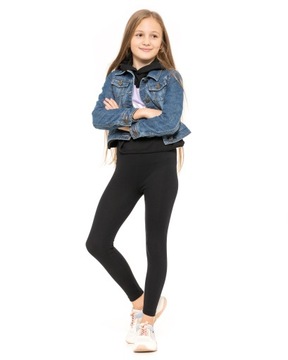 DZIEWCZĘCE LEGGINSY OCIEPLANE GETRY CZARNY 110