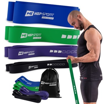 Zestaw 4 gum oporowych 12-80 kg taśmy power band