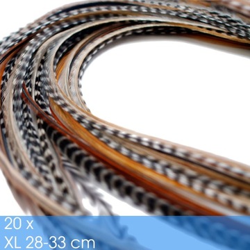 20 Piórka Pióra do Włosów XL Mixed Natural