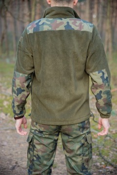 Флисовый свитшот в стиле милитари цвета хаки, оливковый, размер L