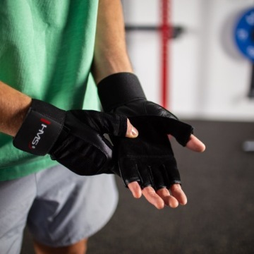 ЧЕРНЫЕ ПЕРЧАТКИ ДЛЯ ЗАЛА РАЗМЕР M, ТВЕРДЫЕ, СТАБИЛИЗИРУЮЩИЕ РЕБРА