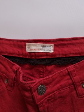 ODD MOLLY czerwone spodnie jeansy rurki haftowane nowe S