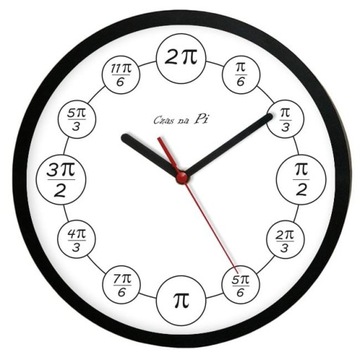 Zegar matematyczny PI czarny; płynący