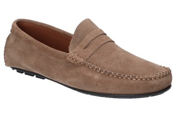 AMERICAN CLUB CY119 PÓŁBUTY SKÓRZANE MOKASYNY BUTY MĘSKIE WSUWANE BEŻOWE 44