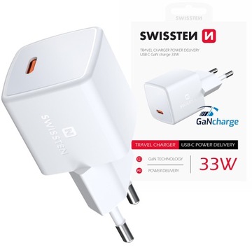 СЕТЕВОЕ ЗАРЯДНОЕ УСТРОЙСТВО SWISSTEN USB-C PD GaN 33 Вт