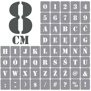 Szablony malarskie LITERY CYFRY 8 cm /wielorazowe/